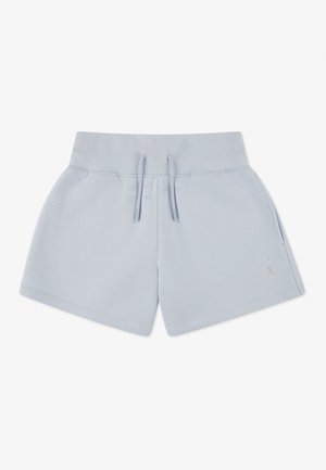 Lichtblauwe casual shorts met aantrekkoord in de taille en zijzakken, met een klein geborduurd logo op het rechteronderbeen.