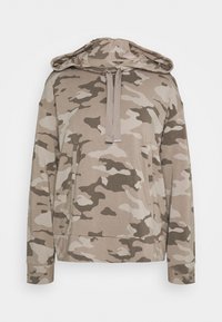 Beige och brun camouflage hoodie med en kenguruficka, dragsnodd huva och långa ärmar. Tillverkad av mjukt tyg med en avslappnad passform.