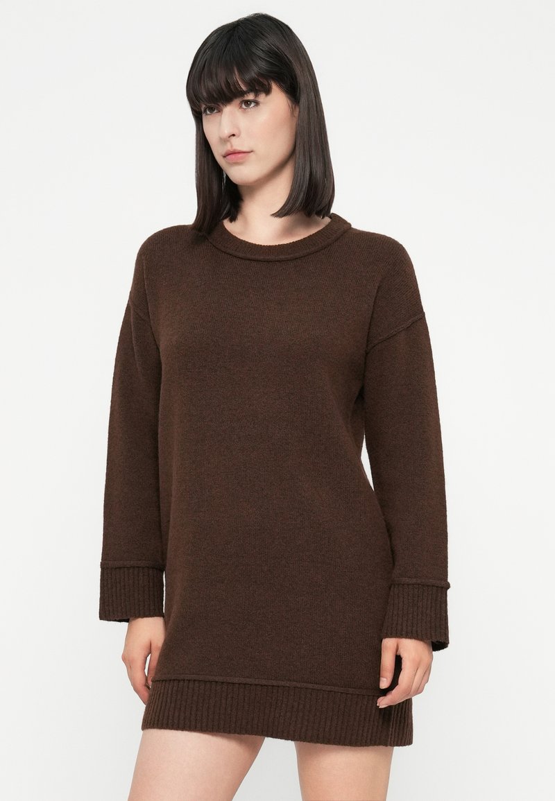 ONLY ONLHAZEL LIFE O NECK DRESS - Jumper dress - chocolate martini/dark  brown - Zalando