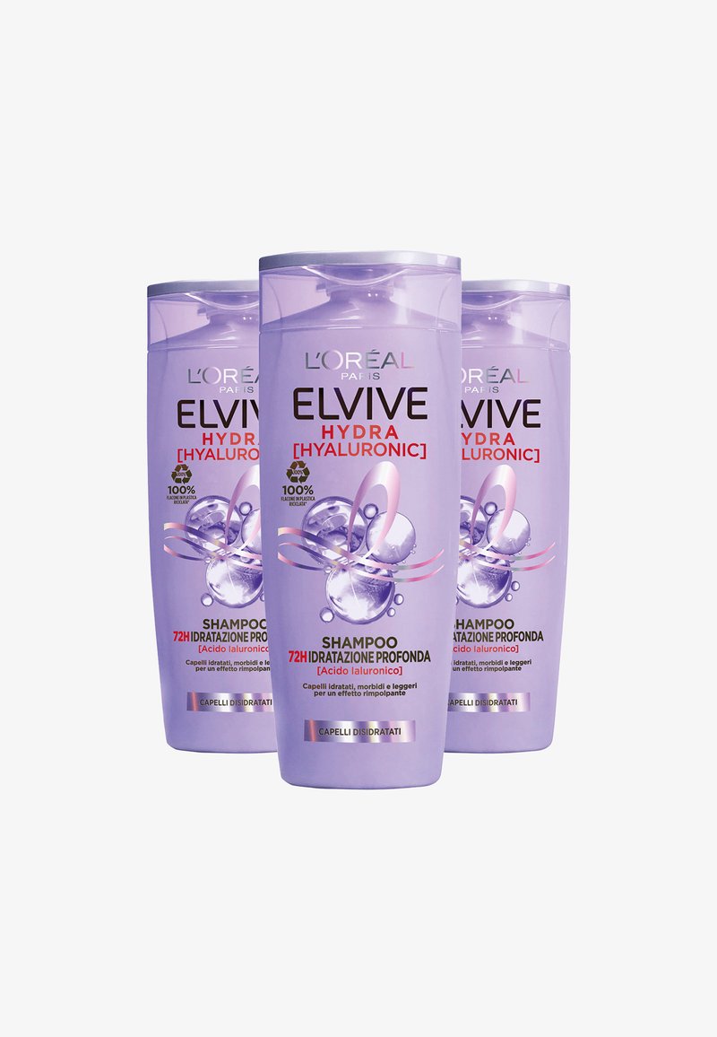 L'Oréal Paris - ELVIVE SHAMPOO CON ACIDO IALURONICO HYDRA HYALURONIC 72H IDRATAZIONE PROFONDA 300 ML - 3 PACK - Shampoo, Ingrandire