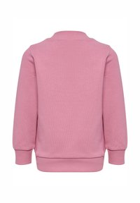 Rosa bomulls sweatshirt med ribbad rundhals, långa ärmar och en mjuk textur med avslappnad passform och ribbad nederkant.