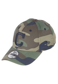 New Era CLEVELAND INDIANS MLB ESSENTIAL CAMO 9FORTY ADJUSTABLE SNAPBACK  - Cap - oliv