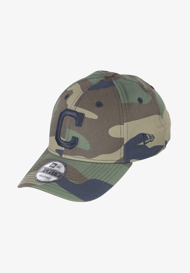 New Era CLEVELAND INDIANS MLB ESSENTIAL CAMO 9FORTY ADJUSTABLE SNAPBACK - Cap - oliv