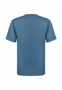 Modrá krátkosrstá tričko z bavlny, se střihem crew neck a hladkým povrchem bez viditelných vzorů nebo akcentů.