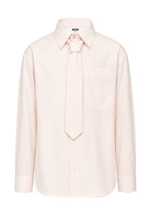 Lichtroze overhemd met lange mouwen met bijpassende das, puntige kraag, borstzak en subtiel MSGM-logo op de zak.