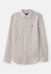 CLASSIC FIT STRIPED LINEN SHIRT - Hemdbluse - cafe/white