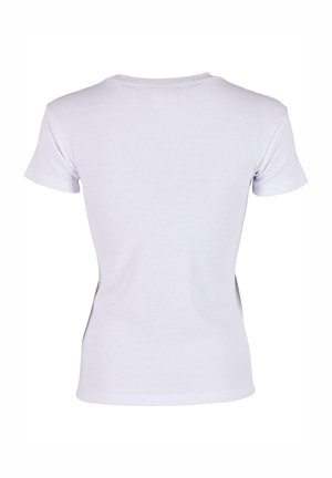 Witte ribbel T-shirt met korte mouwen, featuring een klassieke ronde hals en een aansluitend ontwerp, gemaakt van zacht katoen.