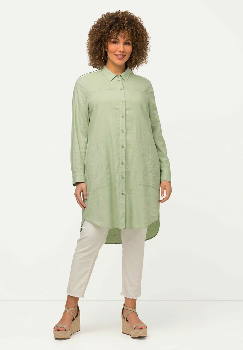 Ulla Popken LONG STREIFENBAND HEMDKRAGEN LANGARM - Camicia - khaki