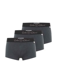 Gray men's boxers made from soft fabric, featuring a black elastic waistband with the brand name "Colucci" displayed prominently.