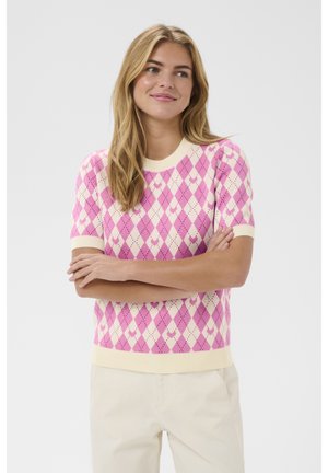 Saint Tropez PAMILLA - Tričko s potlačou - pink shades argyle hearts