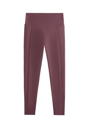 OYSHO COMPRESSIVE POCKET HIGH-RISE ANKLE-LENGTH - Tights - dark purple