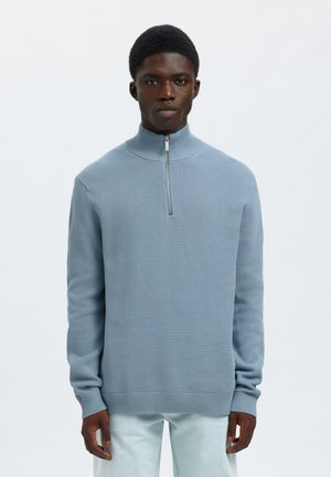 Selected, SLMDANE HALF ZIP - Svetr - dusty blue