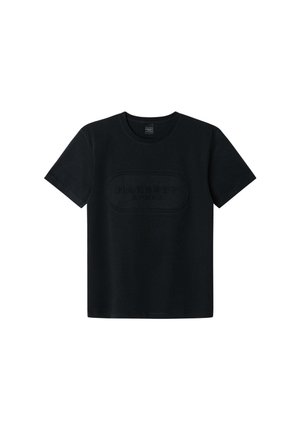 Černé bavlněné tričko s krátkými rukávy a kulatým výstřihem. Na přední straně je vyražené logo "HACKETT SPORT". Hladký povrch.