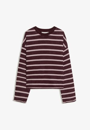 Bershka, STRIPED CREW NECK SWEATER-PULLOVER - Pullover - dark red