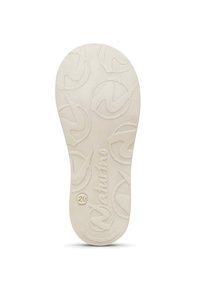 Bílá gumová stélka do bot s texturovaným vzorem kruhových log a zakřivených linií, na které je vytištěno "Naturino" a číslo "20".