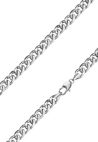 Collana in argento sterling con anelli ovali intrecciati, caratterizzata da una finitura lucida e un sicuro gancio a moschettone a un'estremità.