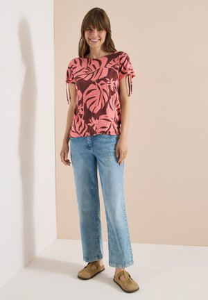 Cecil, T-SHIRT WITH RUCHING AND PRINT, czerwony