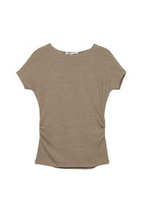 SOFT TOUCH GATHERED - Nyomott mintás póló - brown