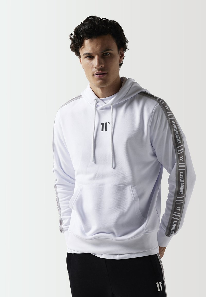 11 DEGREES RETRO TAPED - Jersey con capucha - white