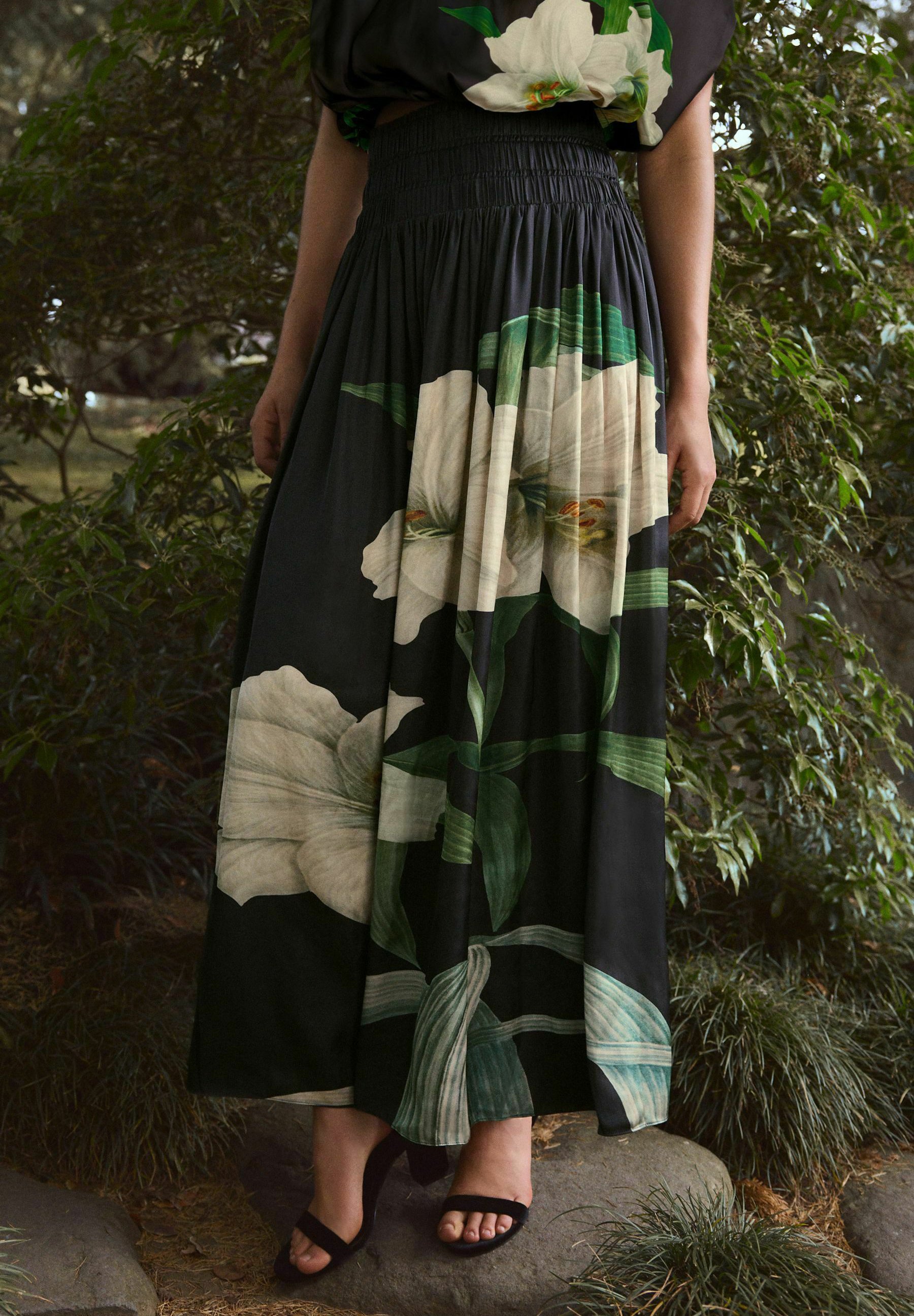 Pink Flower Satin Skirt Buy Multi Floral Print Kew Collection