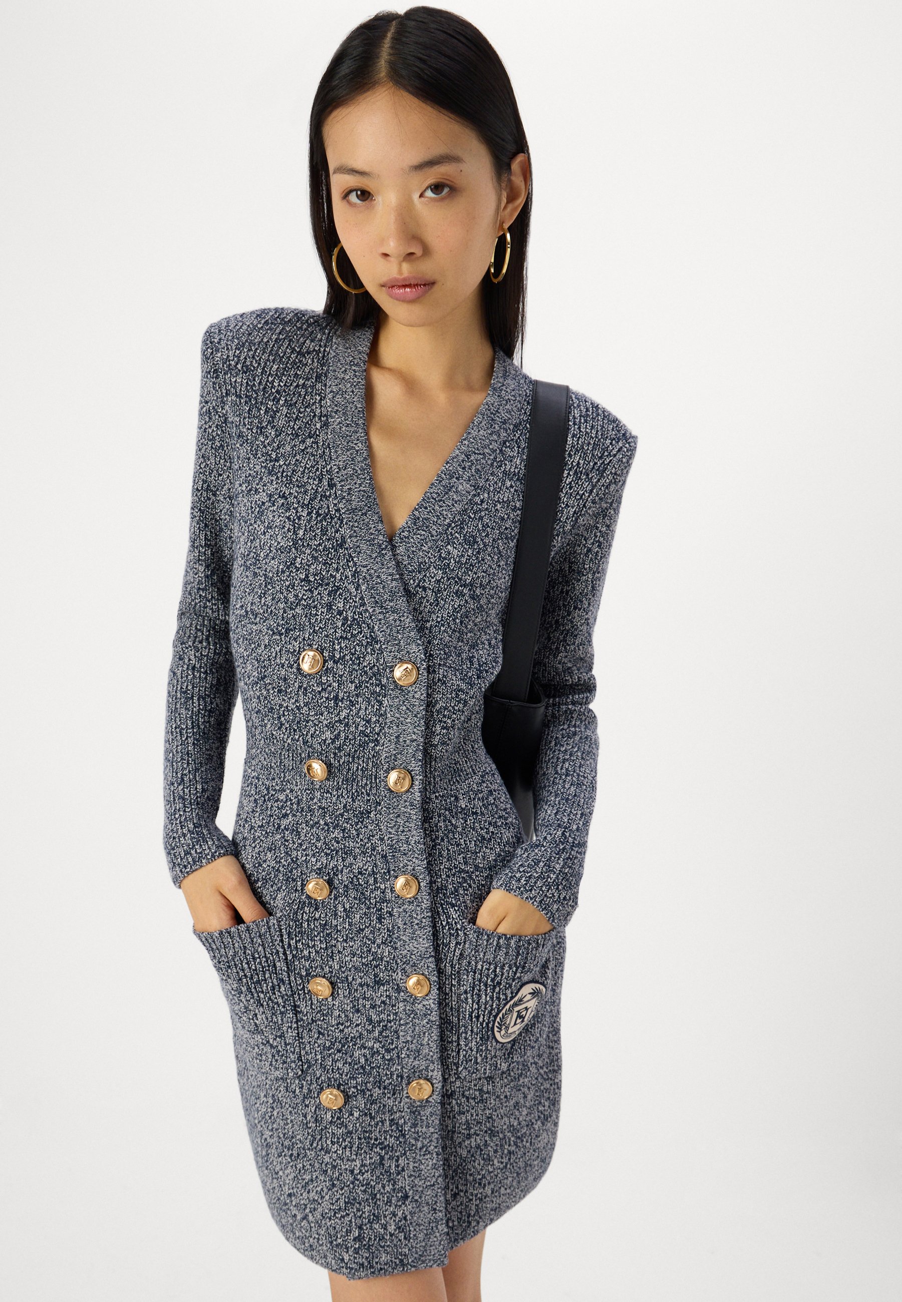 Elisabetta Franchi DRESS - Abito in maglia - navy/lattice