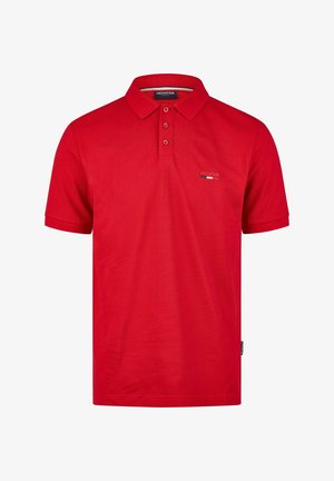 Rode polo shirt van katoen, voorzien van een kraag, drie knopen en een klein logo. Korte mouwen en een recht gesneden ontwerp.