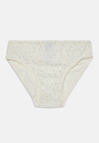 Cream-colored women's hipster panties with silver sequin embellishments scattered across the fabric.