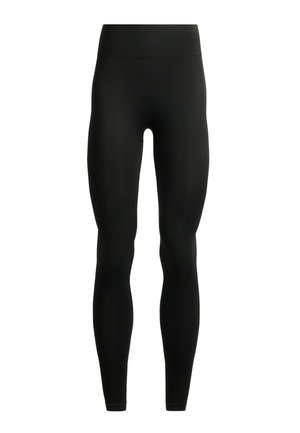 Legging noir pleine longueur avec une large ceinture, sur fond blanc.