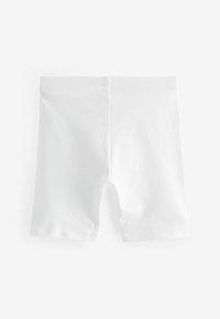 Shorts en coton blancs avec une taille élastique, présentant une texture lisse et sans motifs ni accents visibles.