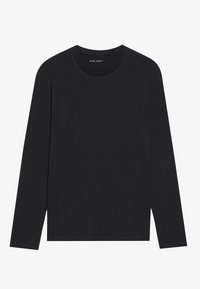Long-sleeve black T-shirt made from soft fabric, featuring a round neckline and straight cut with no visible patterns or accents.