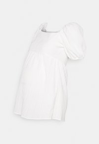 BABYDOLL WITH PUFF SLEEVES SMOCKED BACK PANEL - Blusa - white