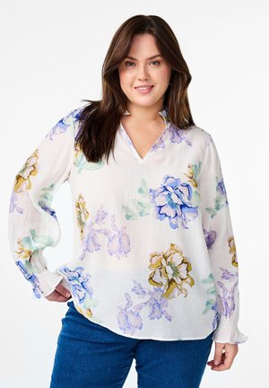 GEBLÜMTE MIT PLISSEEFALTEN UND LANGEN ÄRMELN - Blouse - white aop flower