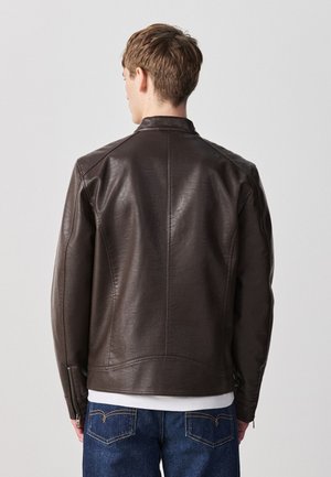 Next, REGULAR FIT - RACER - Imiteret læderjakke - brown