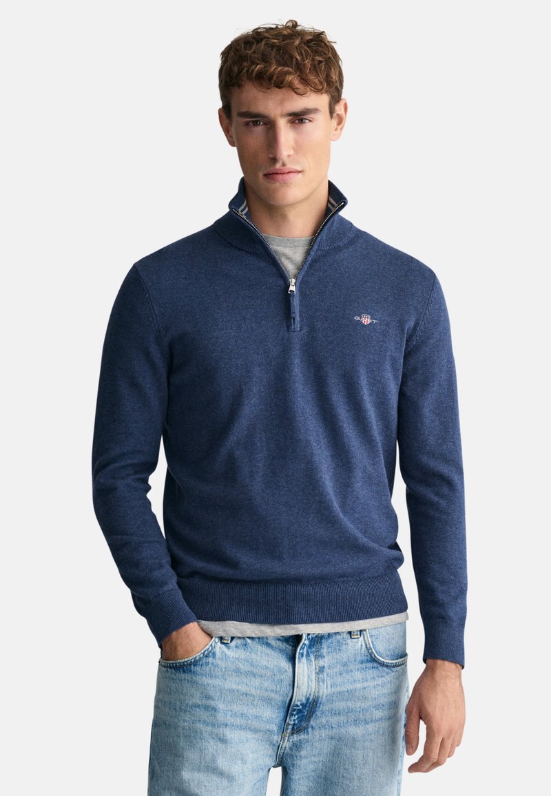 GANT Cotton Cable C-neck Pullover trui heren, Dark Jeansblue Melange, L