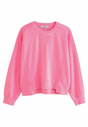 RAW HEM DETAIL WASHED CREW NECK - Sweatshirt - fluro pink