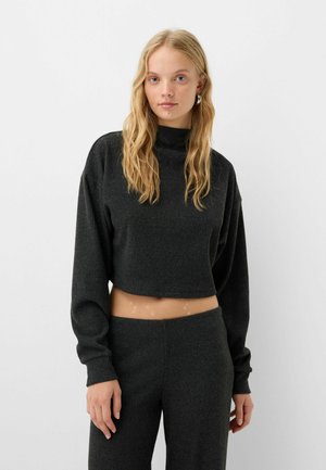 Bershka MOCK-NECK - Jumper - dark grey