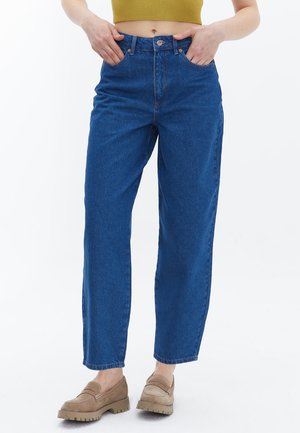 OXXO HIGH RISE  - Jeans Straight Leg - mid blue denim