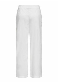 Pantalon blanc droit avec une ceinture plate et des poches latérales, vu de dos sur un fond uni.