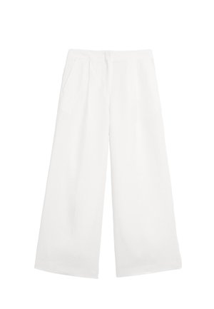 Witte wijdlopende broeken van lichtgewicht stof, met twee zijzakken en een strakke, rechte snit met een hoge taille.