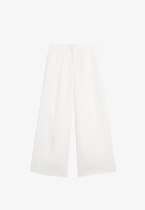 Witte wijdlopende broeken van lichtgewicht stof, met twee zijzakken en een strakke, rechte snit met een hoge taille.