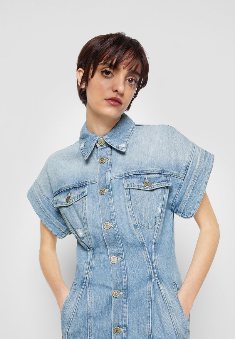 Damen Kleider | Dondup ABITO Jeanskleid chiaro rammendato/blue denim - OK28392 Damen Kleider | Dondup ABITO Jeanskleid chiaro rammendato/blue denim - OK28392