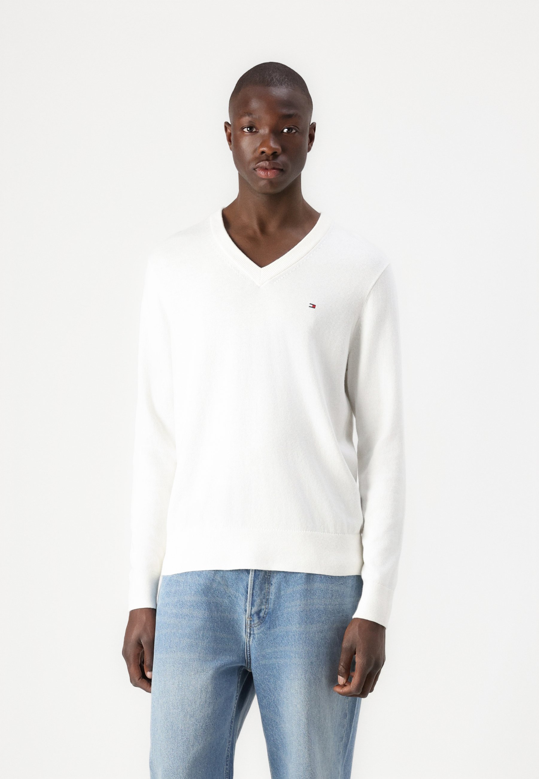 Tommy Hilfiger PIMA ORG CTN CASHMERE V NECK Jumper ivory petal