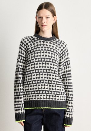 YOTA KILIAN ICELAND SWEATER - Strickpullover - dark grey melange/winter white