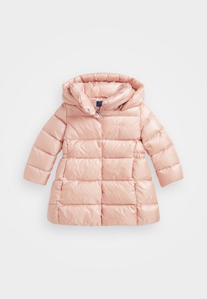 METALLIC DOWN HOODED LONG JACKET - Dunkåpe / -frakk - hint of pink metallic