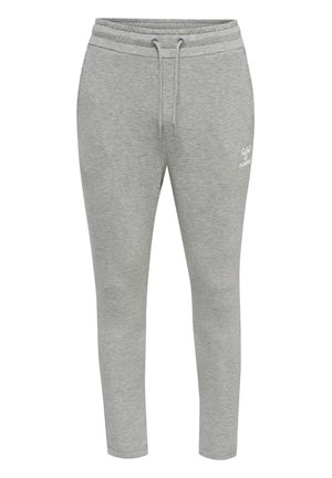 Grijze sweatpants van een zachte katoenmix, met een elastische tailleband met trekkoord, aansluitende benen en een klein logo aan de zijkant.