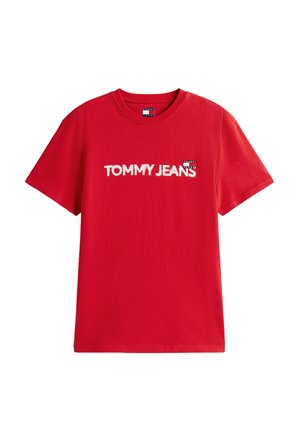 Tommy Jeans, BADGE CREW NECK  - T-shirt print - sapphire red