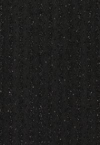 Tissu noir avec un motif ondulé, orné de paillettes brillantes intégrées, créant une surface texturée et réfléchissante.