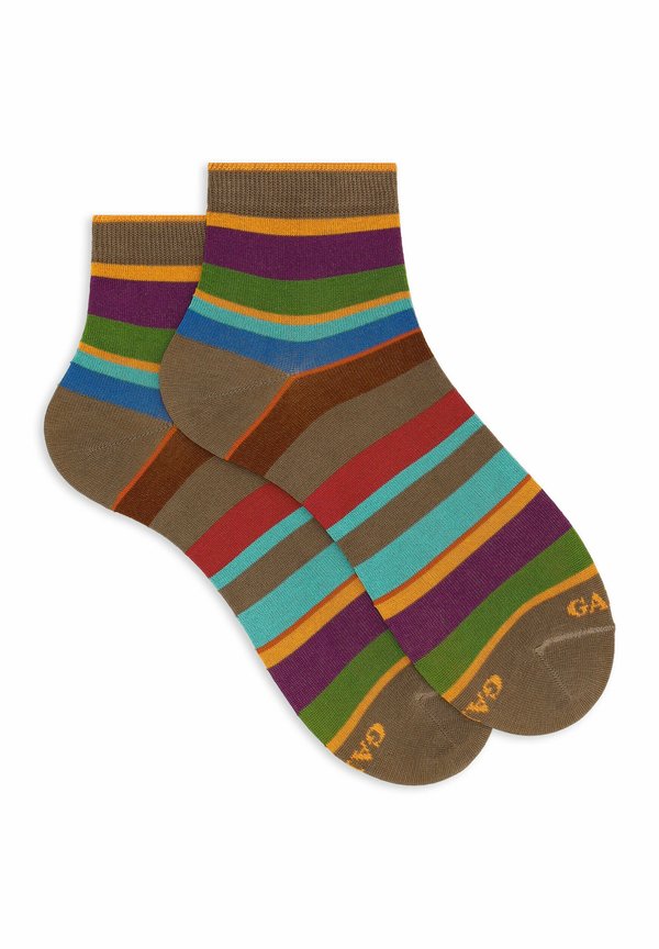 WITH MULTICOLOURED STRIPES - Socken - tartufo carminio