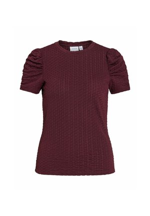 VILA, OBERTEIL MIT KURZEN ÄRMELN VIANINE RUNDHALS - Blouse - winetasting