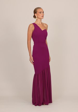 WAL G. KAIF ONE SHOULDER SHEER SKIRT MAXI DRESS - Μάξι φόρεμα - plum